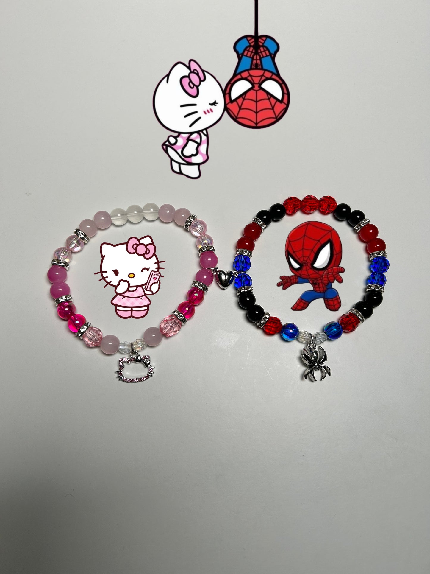 Spiderman x Hello kitty matching bracelets