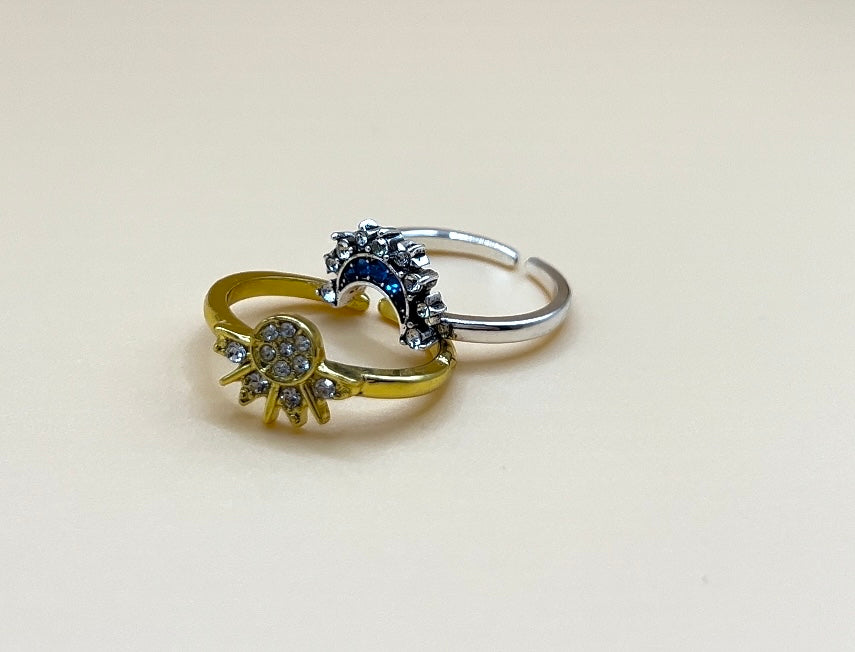 Conjunto Sol e Lua (Prata de lei e ajustável)