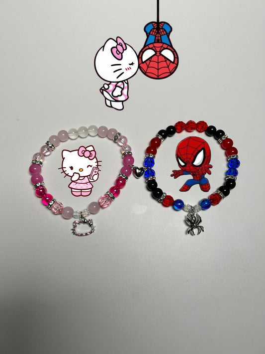 Spiderman x Hello kitty matching bracelets