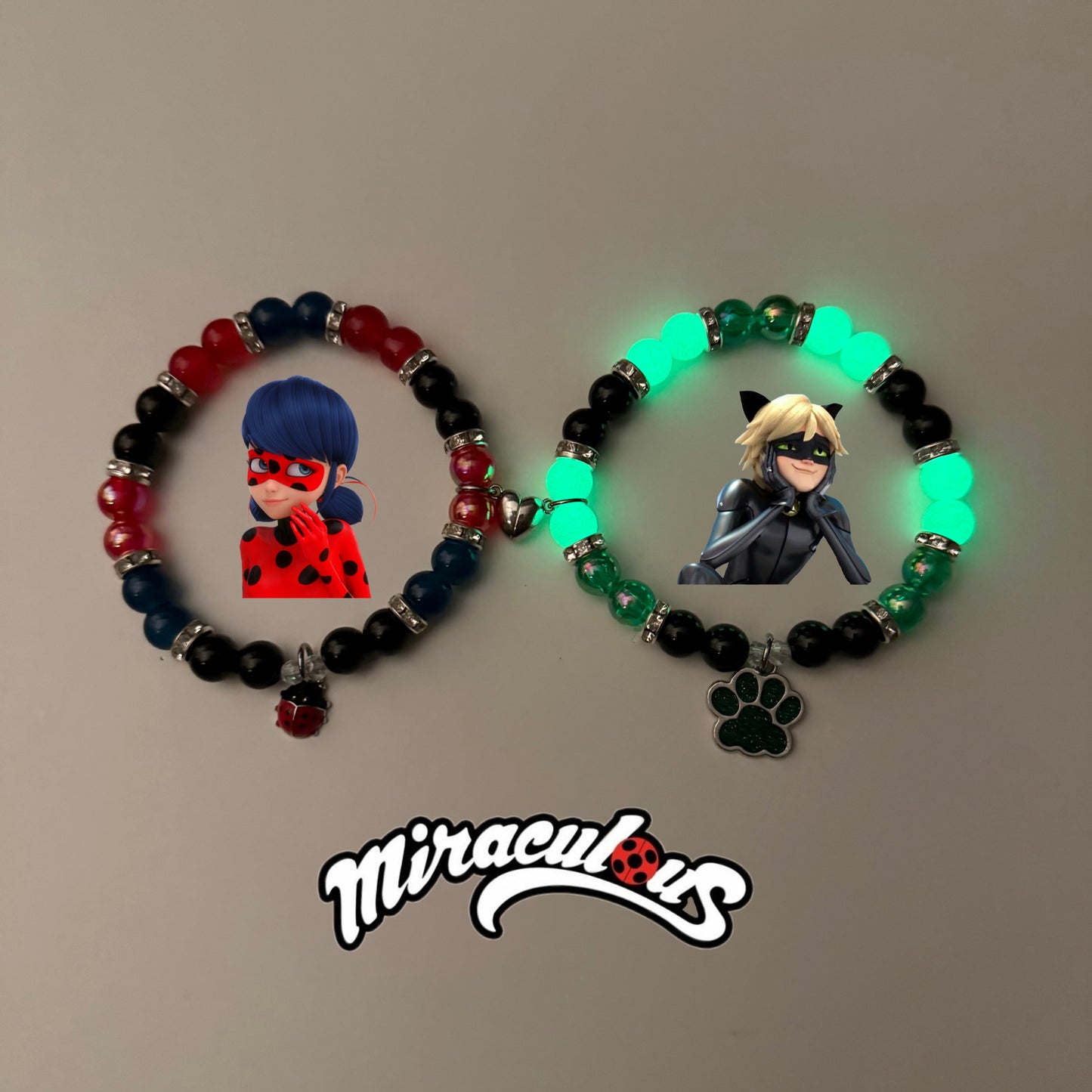 Cat Noir x Lady Bug Matching Bracelets